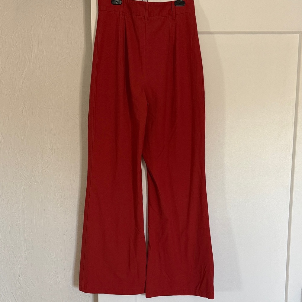 Free People Red Wide Leg high rise Pants